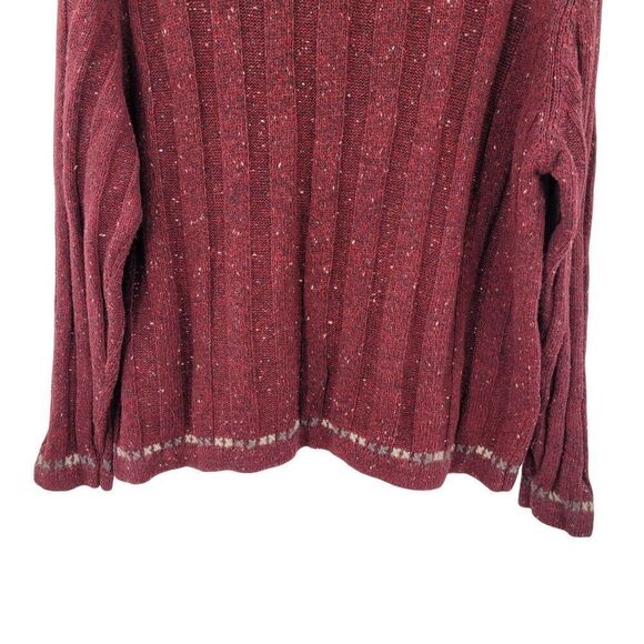 Woolrich Womens XL Ruby Heather Henley Sweater Wool Ribbed Knit Red Flecked - Picture 9 of 10
